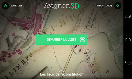 Avignon 3D, accueil de l'application